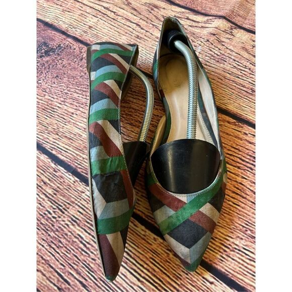 J Crew Audrey Flats Ratti Graphic Diamond‎ Print Green Brown - Picture 6 of 15